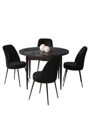Hanah Home Juego de Mesa y Sillas 5 Piezas Acabado Mármol Negro